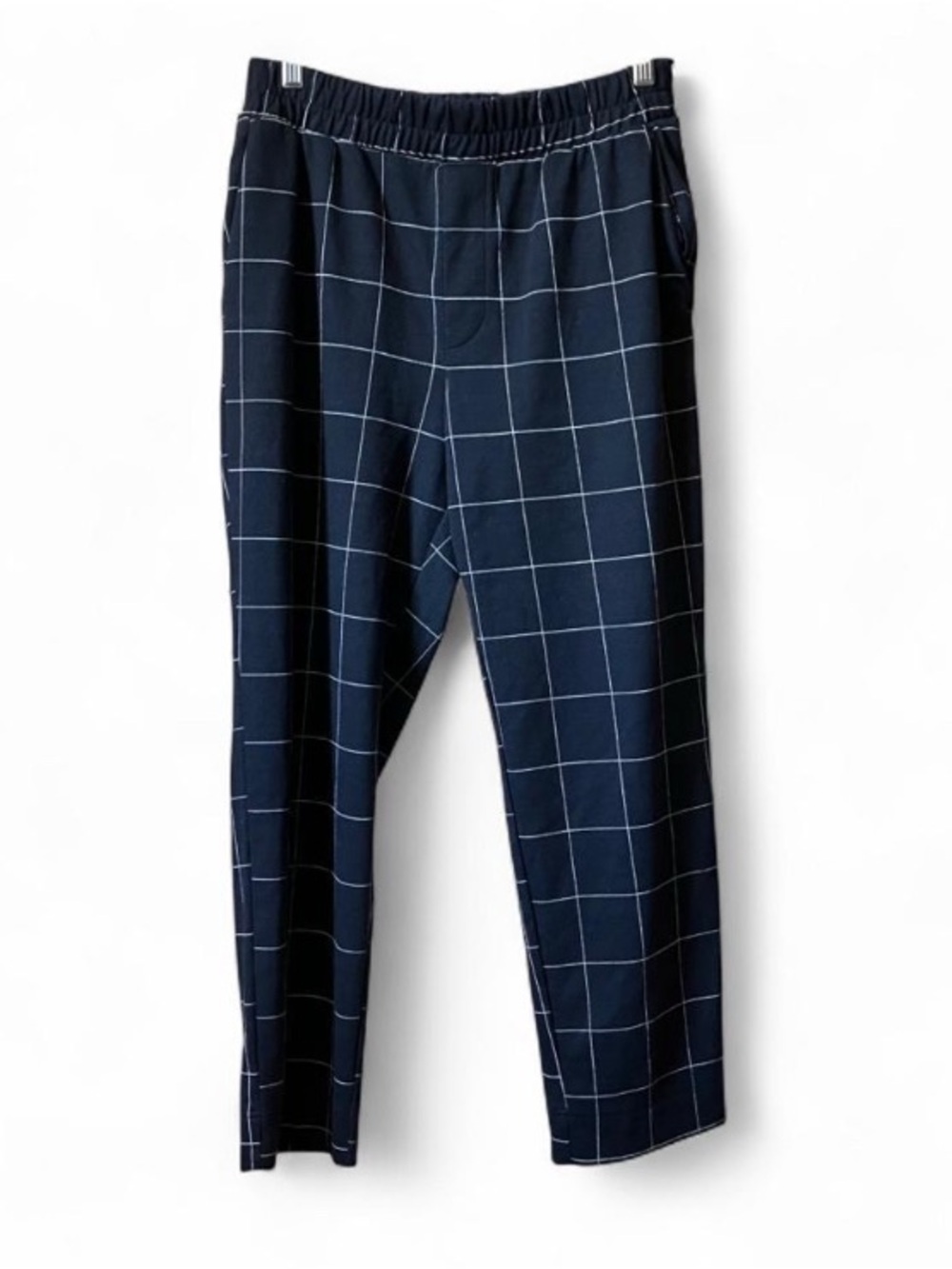 A New Day Windowpane Plaid Pull-On Ankle Black White Trousers size Medium - Picture 2 of 6